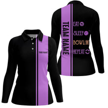 Load image into Gallery viewer, Retro Bowling Shirts For Women Custom Eat Sleep Bowling Repeat Bowling Team League Jerseys | Purple NQS8472