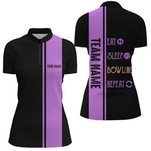 Load image into Gallery viewer, Retro Bowling Shirts For Women Custom Eat Sleep Bowling Repeat Bowling Team League Jerseys | Purple NQS8472