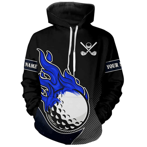 Black and Blue Flame Golf Ball Fire golf Hoodies custom golf outfit for team NQS8471