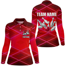 Load image into Gallery viewer, Womens bowling shirt Custom neon red bowling team league jerseys, gifts for bowlers NQS8714