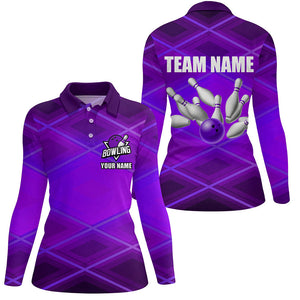 Womens bowling shirt Custom neon purple bowling team league jerseys, gifts for bowlers NQS8715