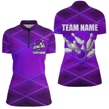 Load image into Gallery viewer, Womens bowling shirt Custom neon purple bowling team league jerseys, gifts for bowlers NQS8715