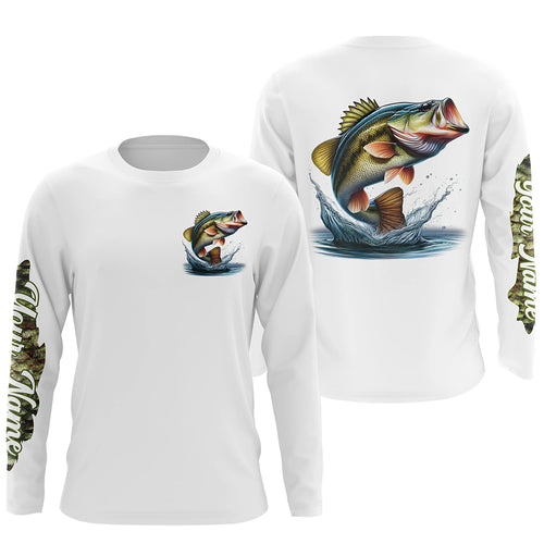 Largemouth Bass fishing Custom name Long sleeve Fishing Shirts, Bass Fishing jerseys NQS4340