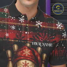 Load image into Gallery viewer, Black &amp; Red Plaid Christmas pattern Skull Bowling Shirts For Men Custom Team Bowling outfit jerseys NQS11057