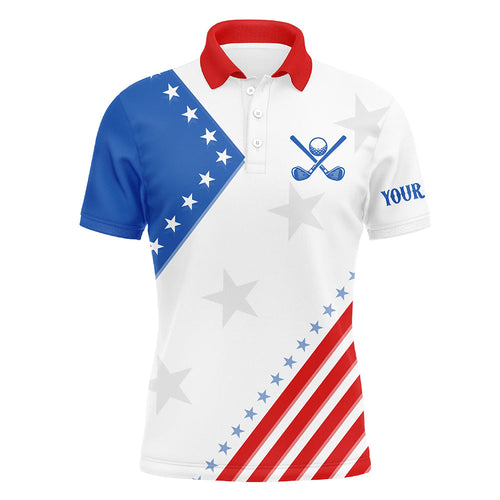 Red, white and blue golf polo for men custom American Flag men's patriotic polo shirts NQS8354