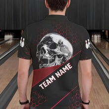 Load image into Gallery viewer, Black And Red Skull Bowling Shirts For Men Custom Bowling Team League Jersey, Gift For Bowlers NQS9386