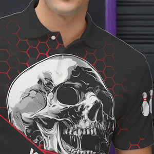 Black And Red Skull Bowling Shirts For Men Custom Bowling Team League Jersey, Gift For Bowlers NQS9386