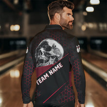 Load image into Gallery viewer, Black And Red Skull Bowling Shirts For Men Custom Bowling Team League Jersey, Gift For Bowlers NQS9386