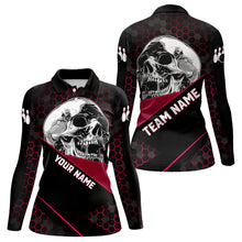 Load image into Gallery viewer, Black And Red Skull Bowling Shirts For Women Custom Bowling Team League Jersey, Gift For Bowlers NQS9386