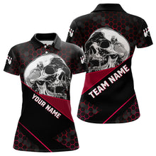 Load image into Gallery viewer, Black And Red Skull Bowling Shirts For Women Custom Bowling Team League Jersey, Gift For Bowlers NQS9386