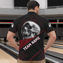 Load image into Gallery viewer, Black And Red Skull Bowling Shirts For Men Custom Bowling Team League Jersey, Gift For Bowlers NQS9386