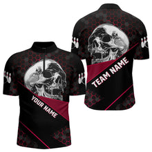 Load image into Gallery viewer, Black And Red Skull Bowling Shirts For Men Custom Bowling Team League Jersey, Gift For Bowlers NQS9386