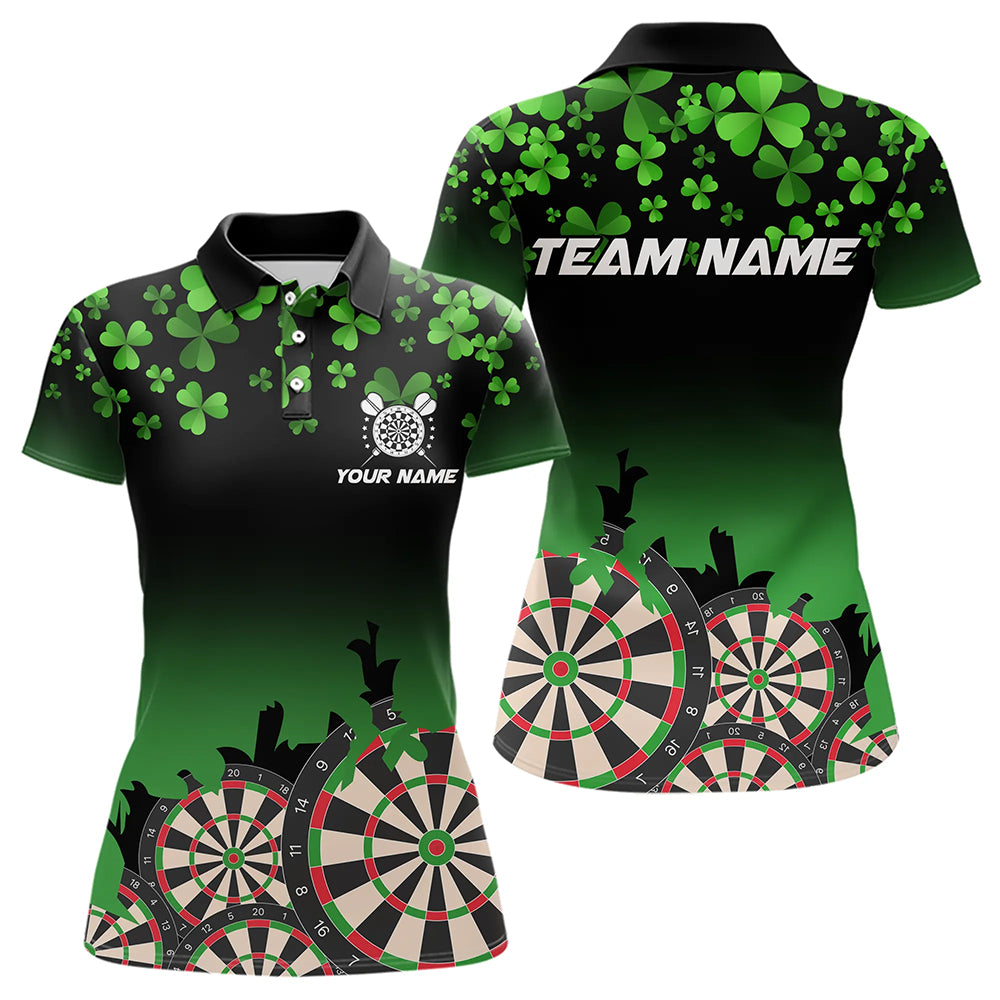 Green Shamrock Darts Board pattern Lucky Darts Shirt For Women Custom St Patrick Day Team Darts Jersey NQS9389