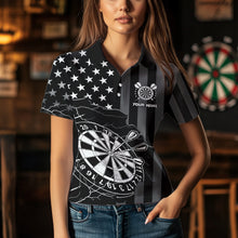 Load image into Gallery viewer, Personalized Black American flag Lightning thunder Custom Dart Team Shirts For Women Darts Jersey NQS9539