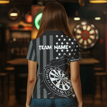 Load image into Gallery viewer, Personalized Black American flag Lightning thunder Custom Dart Team Shirts For Women Darts Jersey NQS9539