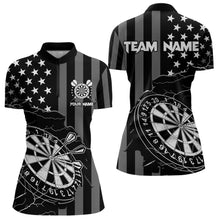 Load image into Gallery viewer, Personalized Black American flag Lightning thunder Custom Dart Team Shirts For Women Darts Jersey NQS9539