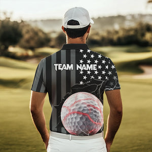 Personalized Black American flag Lightning thunder Custom Golf polo Team Shirts For Men golf apparel NQS9540