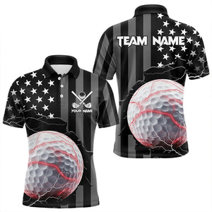 Personalized Black American flag Lightning thunder Custom Golf polo Team Shirts For Men golf apparel NQS9540