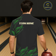 Load image into Gallery viewer, Black &amp; Green Camo Skull Lightning Bowling Hawaiian shirt Custom Team bowling button-up shirt NQS11657