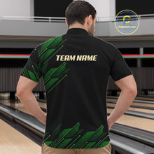 Load image into Gallery viewer, Black and Green Camo Skull Lightning Bowling Polo, 1/4 zip shirts for Men Custom Team bowling Jersey NQS11657