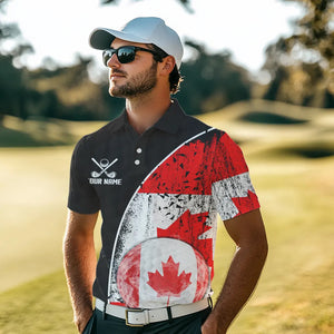Personalized Black Camo Golf Polo Shirts For Men Custom Canadian Flag patriotic golf shirts outfit NQS9699