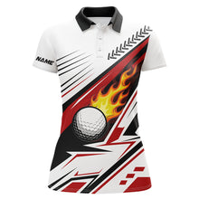 Load image into Gallery viewer, White Golf Ball Flame Womens golf polos shirts custom golf apparel for women, unique golf gifts | Red NQS7485