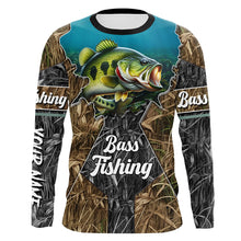 Load image into Gallery viewer, Largemouth Bass Fishing Camo Customize name sun protection long sleeve fishing shirt, personalized gift NQS474