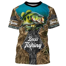 Load image into Gallery viewer, Largemouth Bass Fishing Camo Customize name sun protection long sleeve fishing shirt, personalized gift NQS474