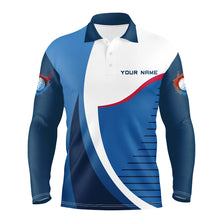 Load image into Gallery viewer, Mens golf polo shirt custom team golf attire for men, personalized golf gifts | Blue NQS7833