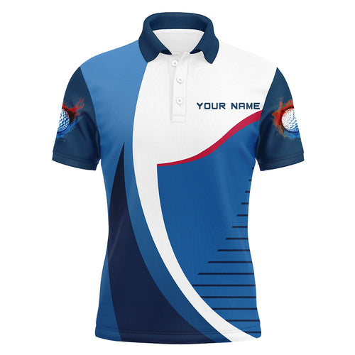 Mens golf polo shirt custom team golf attire for men, personalized golf gifts | Blue NQS7833