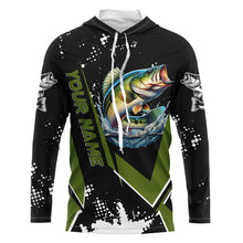 Load image into Gallery viewer, Personalized Largemouth Bass Fishing Jerseys, Black and Green Bass Fishing Tournament Shirts NQS7839