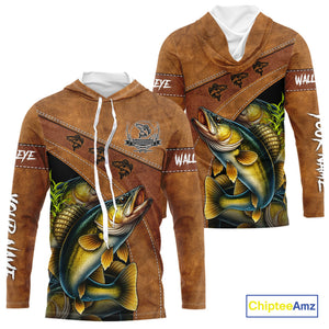 Walleye fishing UV protection custom name fishing shirts, performance shirts for men, women, kid NQS10265