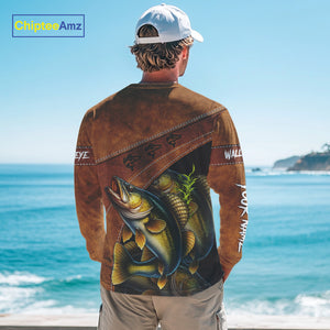 Walleye fishing UV protection custom name fishing shirts, performance shirts for men, women, kid NQS10265