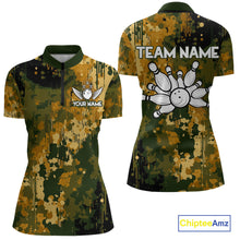 Load image into Gallery viewer, Yellow Camo Bowling Polo, Quarter Zip Shirts For Women Custom Bowling Team Jerseys, Gift For Bowlers NQS10456