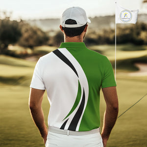 Green and White Men golf polo shirt Custom golf attire for men, gifts for golf lovers NQS10664