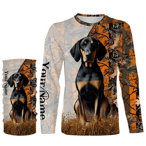 Coonhound dog hunting orange camo Custom Name Full Printing Shirts, best coon hunting dog Hunting Gift NQS4136