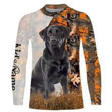 Load image into Gallery viewer, Black Labrador Retriever dog hunting orange camo Custom Name Full Printing Shirts, Labs Hunting Gifts NQS4137