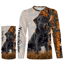 Load image into Gallery viewer, Black Labrador Retriever dog hunting orange camo Custom Name Full Printing Shirts, Labs Hunting Gifts NQS4137