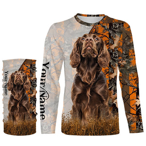 Boykin spaniel dog hunting orange camo Custom Name Full Printing Shirts, Boykin spaniel Hunting Gifts NQS4138