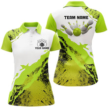 Load image into Gallery viewer, Green grunge Women Bowling shirts Custom Bowling ball and pins Team league Jerseys, gifts for bowlers NQS8945