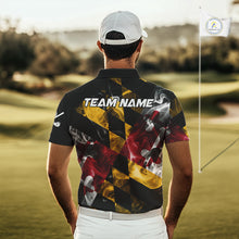 Load image into Gallery viewer, Smoke Maryland Flag Black Golf Polo shirts for Men Custom patriotic Team Mens Golf Outfit NQS11467