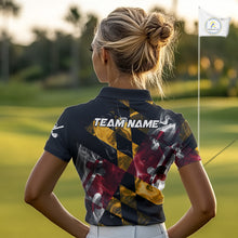 Load image into Gallery viewer, Smoke Maryland Flag Black Golf Polo shirts for Women Custom patriotic Team Ladies Golf Outfit NQS11467