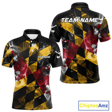 Load image into Gallery viewer, Smoke Maryland Flag Black Golf Polo shirts for Men Custom patriotic Team Mens Golf Outfit NQS11467