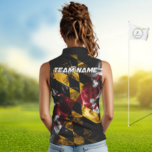 Load image into Gallery viewer, Smoke Maryland Flag Black Sleeveless Golf tops Custom patriotic Team Ladies Golf Outfit NQS11467