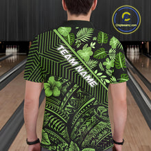 Load image into Gallery viewer, Black and Green tribal pattern Bowling Polo, 1/4 zip Shirts For Men Custom Team Bowling Jerseys NQS11469