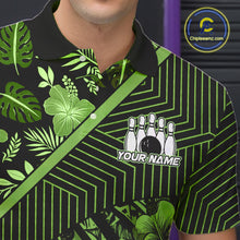 Load image into Gallery viewer, Black and Green tribal pattern Bowling Polo, 1/4 zip Shirts For Men Custom Team Bowling Jerseys NQS11469