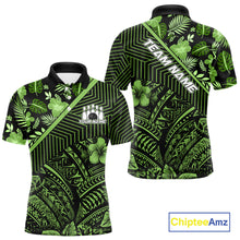 Load image into Gallery viewer, Black and Green tribal pattern Bowling Polo, 1/4 zip Shirts For Men Custom Team Bowling Jerseys NQS11469