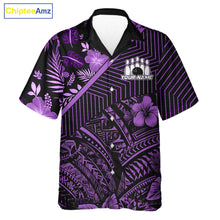 Load image into Gallery viewer, Black and Purple tribal pattern tropical Bowling Hawaiian Shirts Custom Team Bowling Jerseys NQS11470