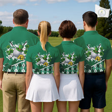 Load image into Gallery viewer, Green argyle pattern St Patrick Golf Polo Golf shirts for Men Custom gifts for the golfer NQS11476