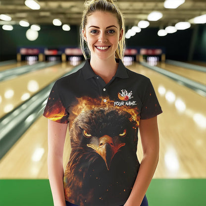 Flame Eagle Women Bowling Polo, Quarter Zip Shirt Custom team ladies bowling outfit gifts for bowlers NQS9708